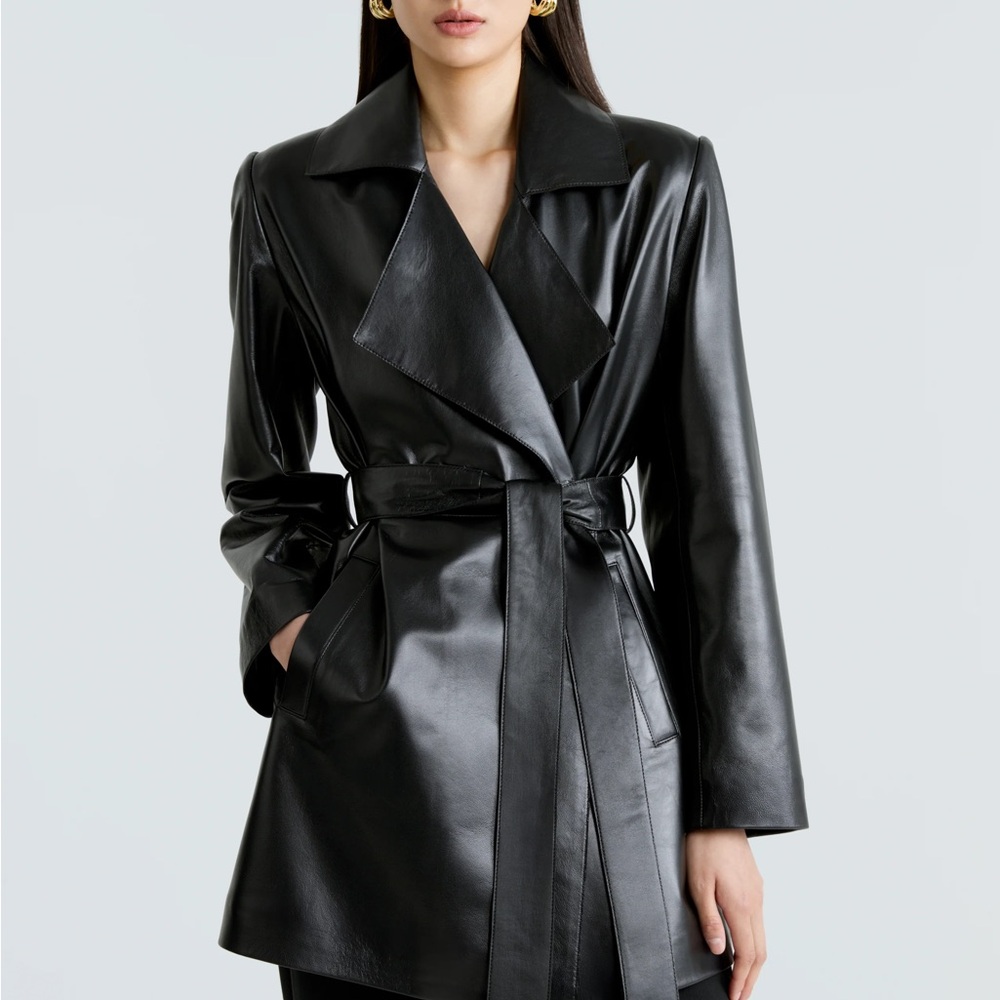 NWT Nour Hammour Kerri Belted Leather Jacket